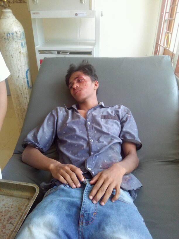 Suharno, Korban Pengeroyokan Sjumlah Oknum Satpol PP Saat Terbaring di RSUD Kota Kendari (Foto: Jubirman)