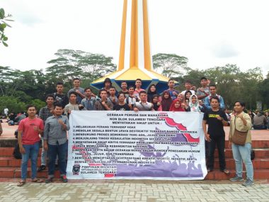 Puluhan Mahasiswa UHO Menggelar Deklarasi Gerakan Non Blok di Tugu UHO (Foto: IST)