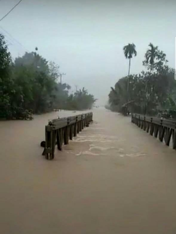 Kondisi Jembatan Wungkolo Kecamatan Wawonii Selatan yang Terendam Banjir (Foto: IST)